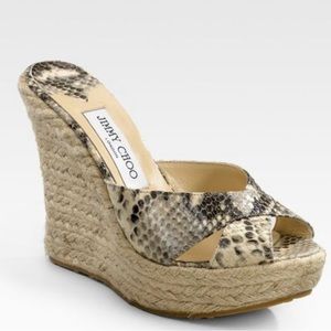 Jimmy Choo Snakeskin Espadrille Wedges